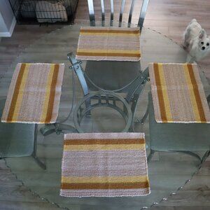 Vintage Handwoven Placemats Set Of 4 Beige Retro Rustic Farmhouse Boho Bohemian